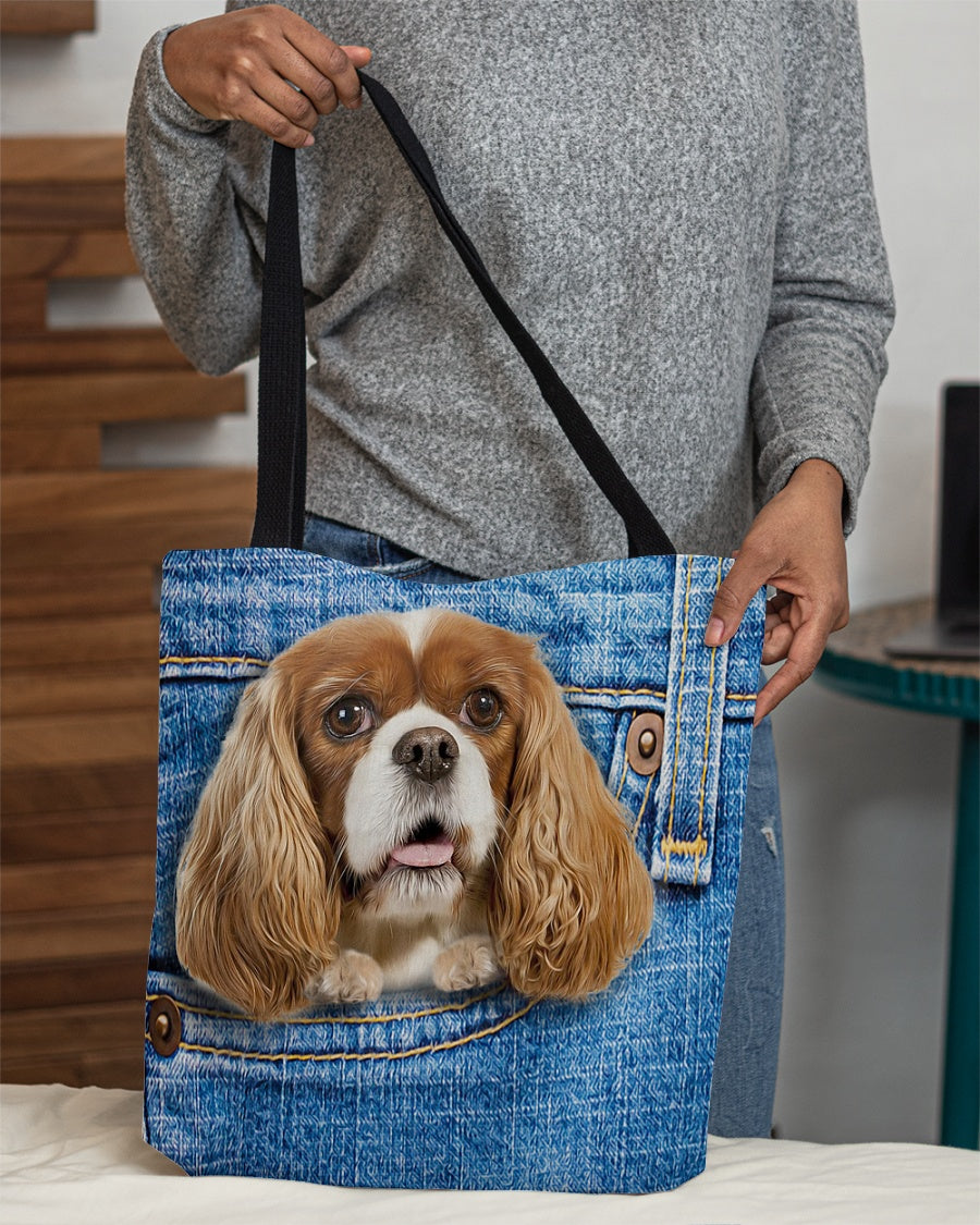 Cavalier king spaniel-in pocket-Cloth Tote Bag