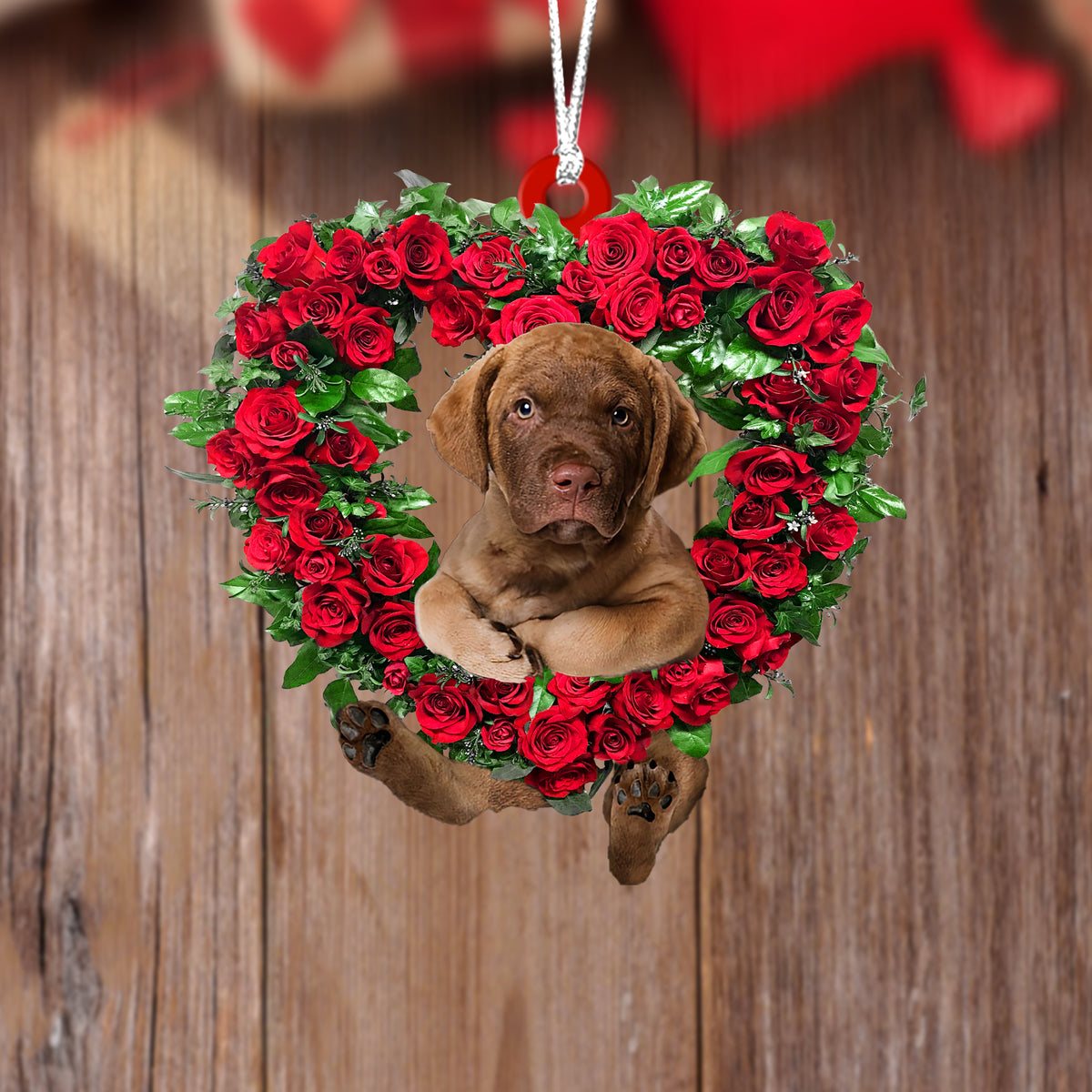 Chesapeake Bay Retriever-Heart Wreath Two Sides Ornament