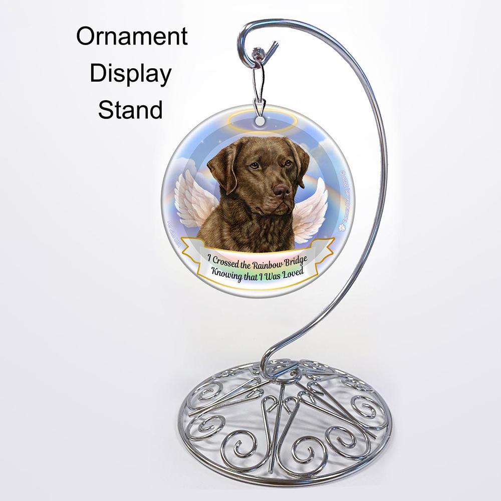 Rainbow Bridge Memorial-Chesapeake Bay Retriever Med Brown Porcelain Hanging Ornament