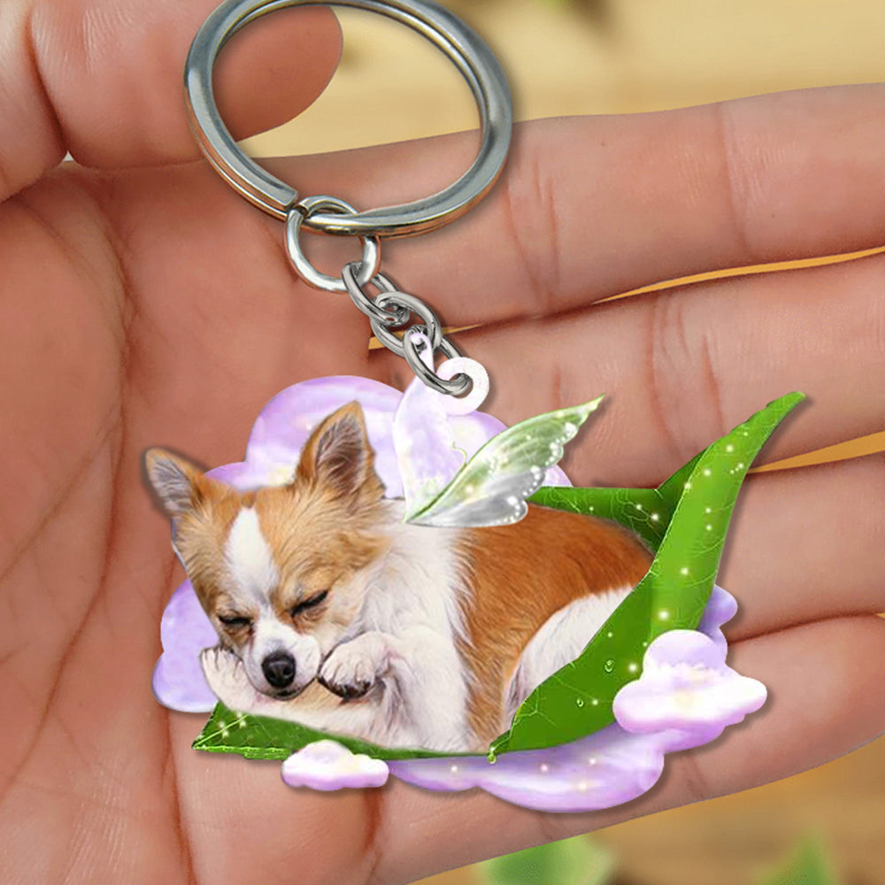 Chihuahua-Sleep On Fallen Leaves Flat Acrylic Keychain