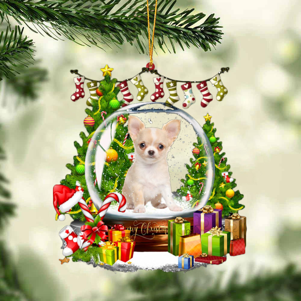 Chihuahua-Christmas Crystal Box Dog-Two Sided Ornament