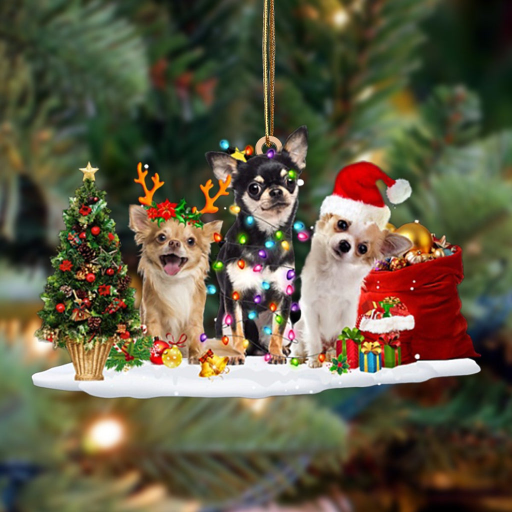 Christmas Happy Holidays Chihuahua Dog with Tree and Presents Puzzle with  Photo Tin PUZL82432