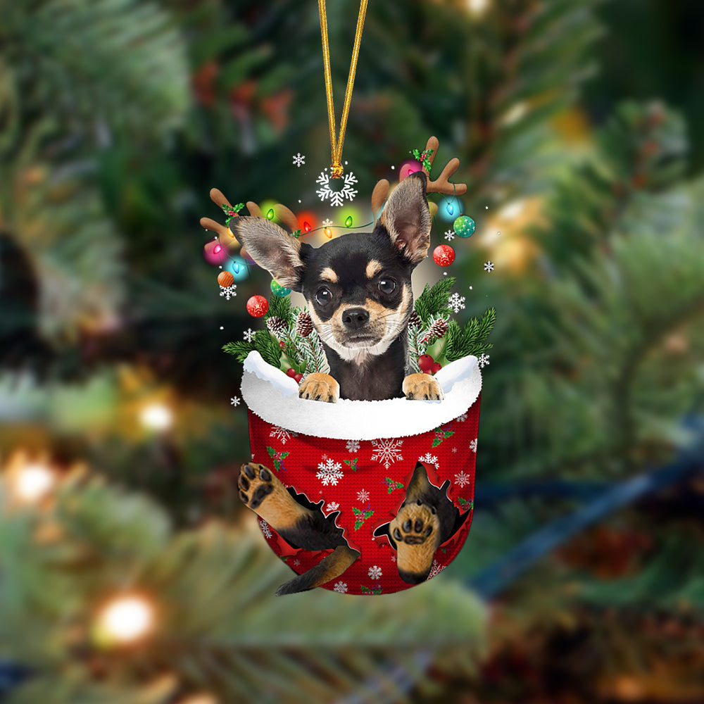 Chihuahua-In Christmas Pocket Two Sides Ornament