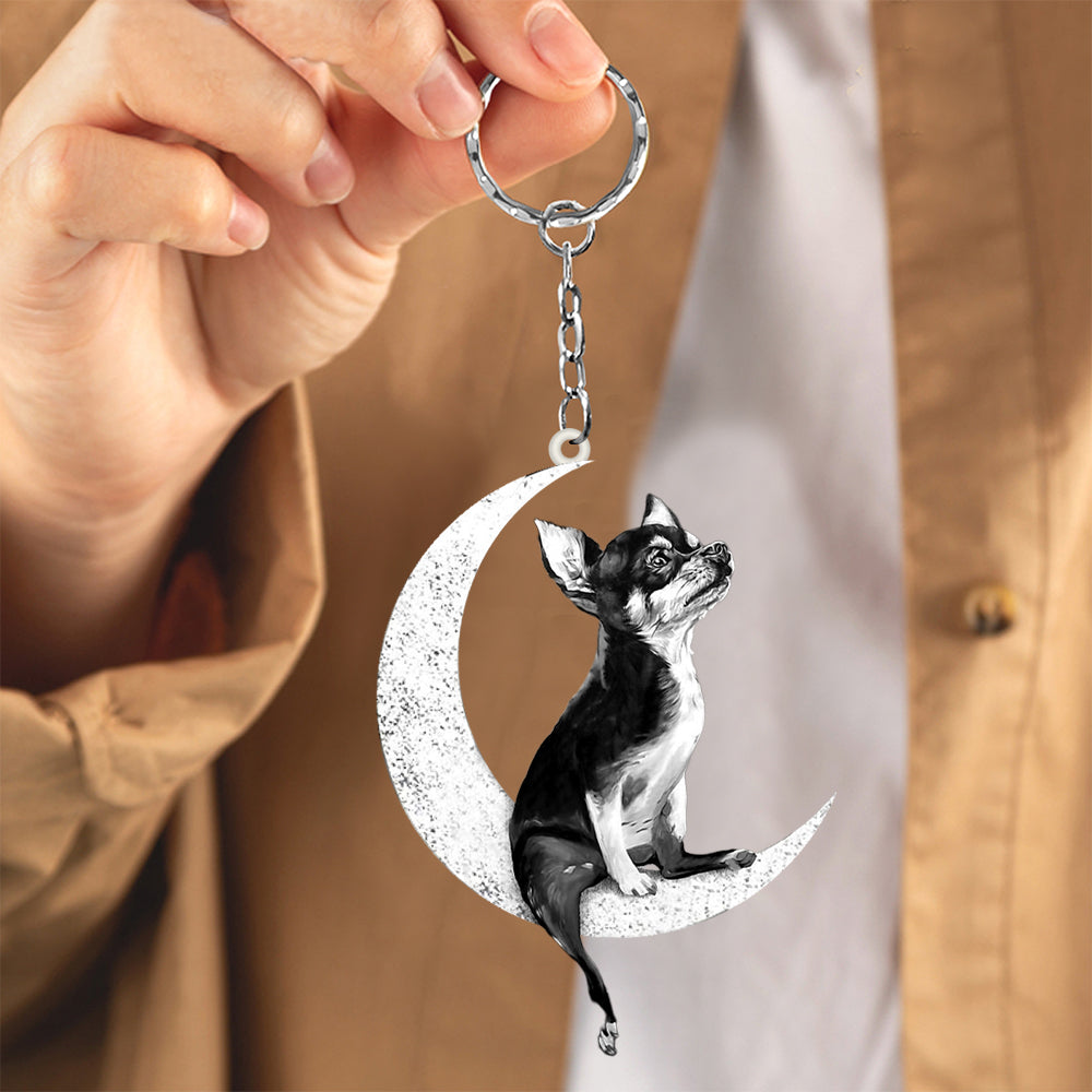 Chihuahua-Sit On The Moon Keychain
