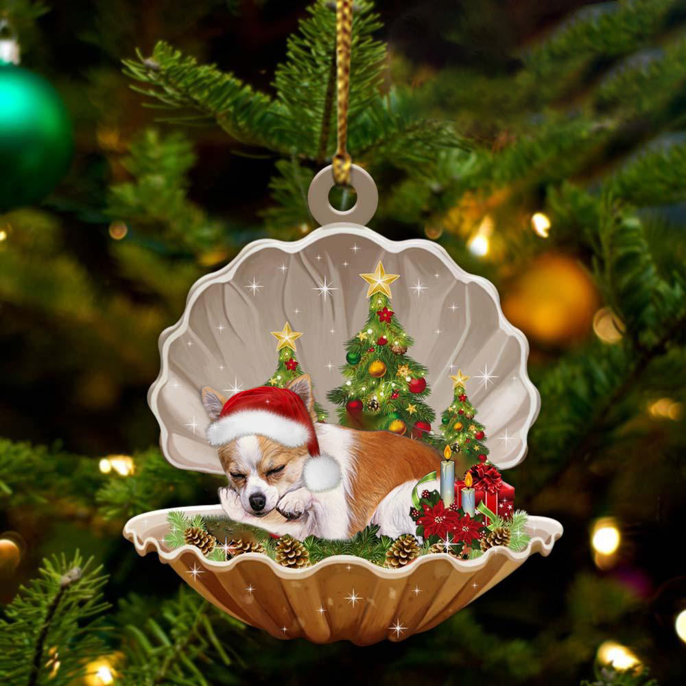 Chihuahua-Sleeping Pearl in Christmas Two Sided Ornament