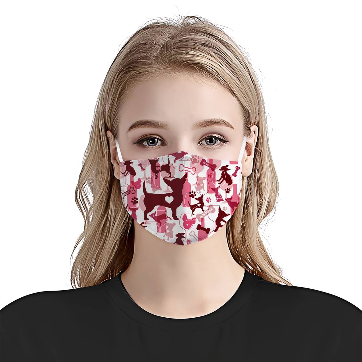 Chihuahua &amp;amp; Wine Pattern EZ07 2707 Face Mask