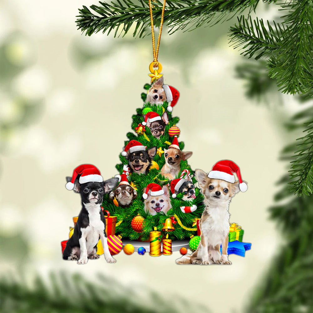 Chihuahua-Xmas Tree&amp;Dog-Two Sided Ornament
