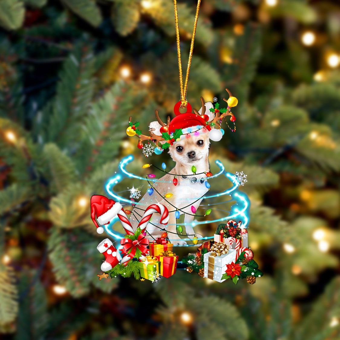 Chihuahua 2-Christmas Candy&amp;Gift-Two Sided Ornament