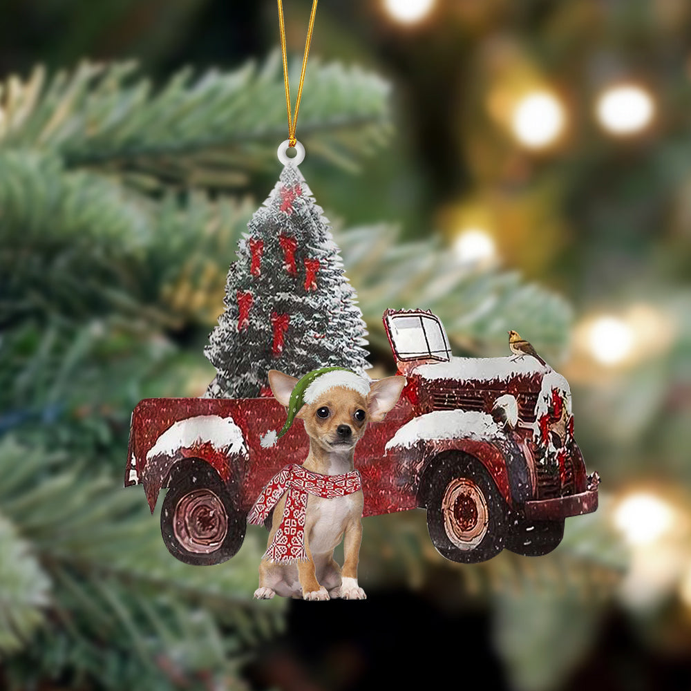 Chihuahua2-Christmas Truck Two Sided Ornament