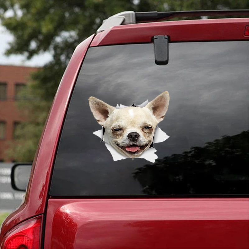Cute Chihuahua 2 CRACK CAR STICKER