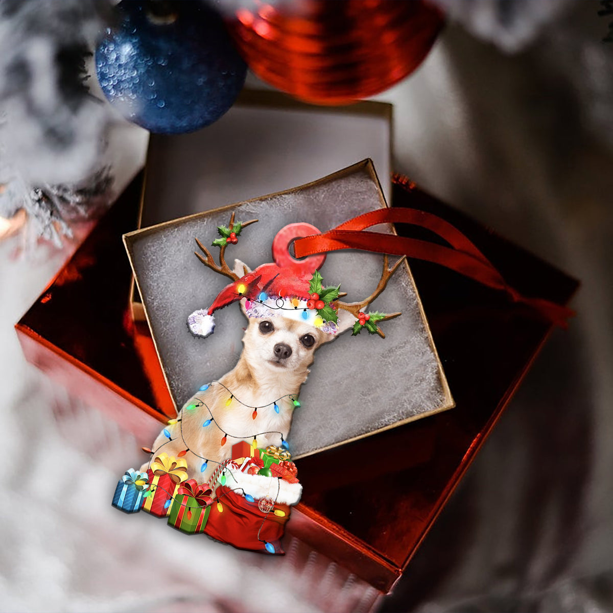Chihuahua Christma  Shape Ornament