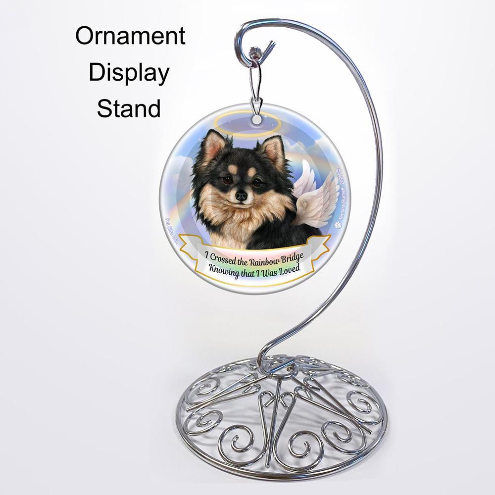 Rainbow Bridge Memorial-Chihuahua LH Black & Tan Porcelain Hanging Ornament
