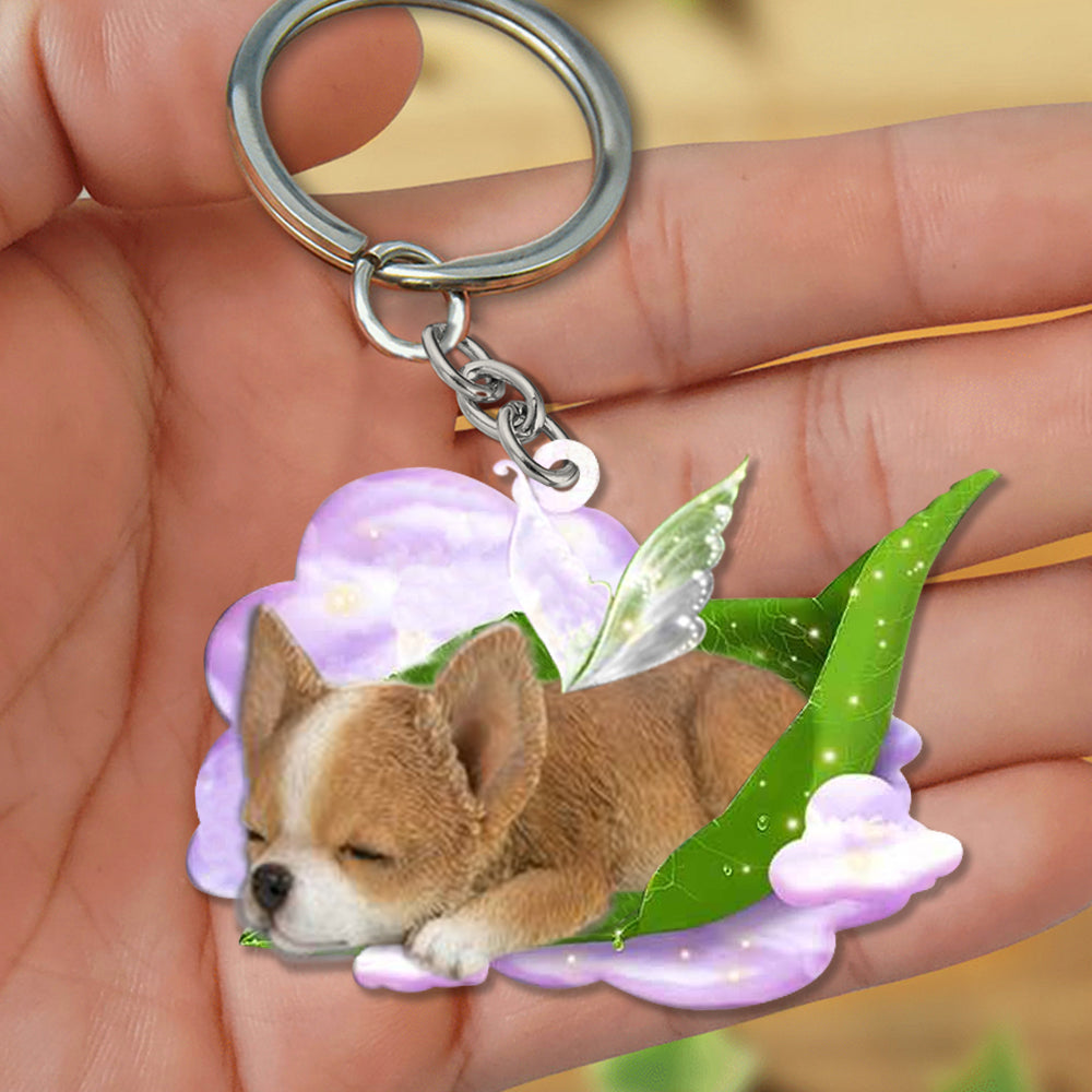 Chihuahua (2)-Sleep On Fallen Leaves Flat Acrylic Keychain