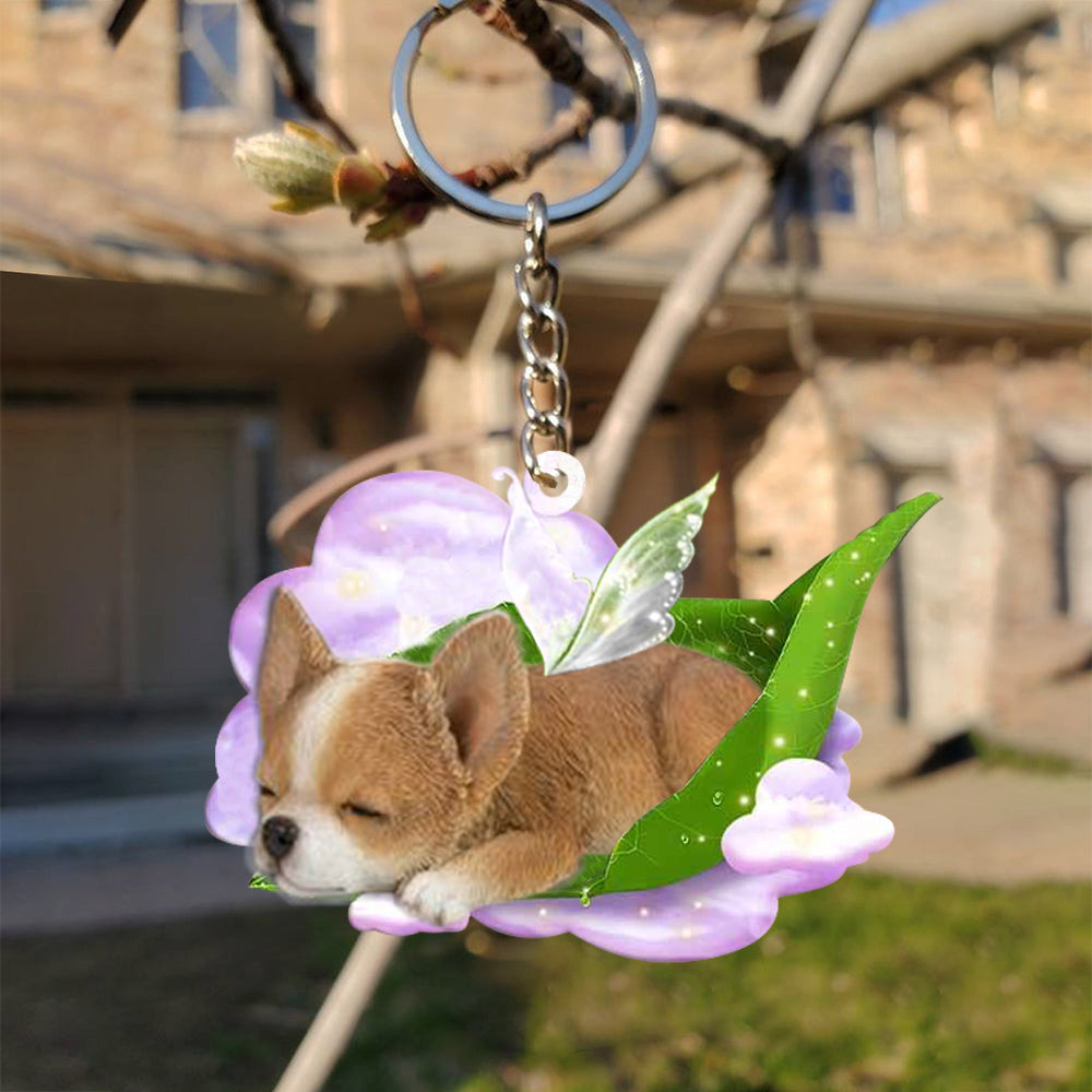 Chihuahua (2)-Sleep On Fallen Leaves Flat Acrylic Keychain