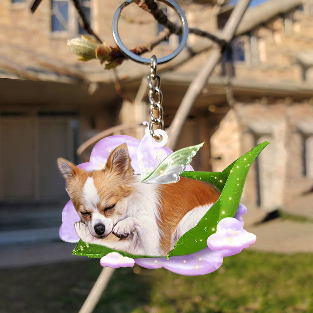 Chihuahua-Sleep On Fallen Leaves Flat Acrylic Keychain