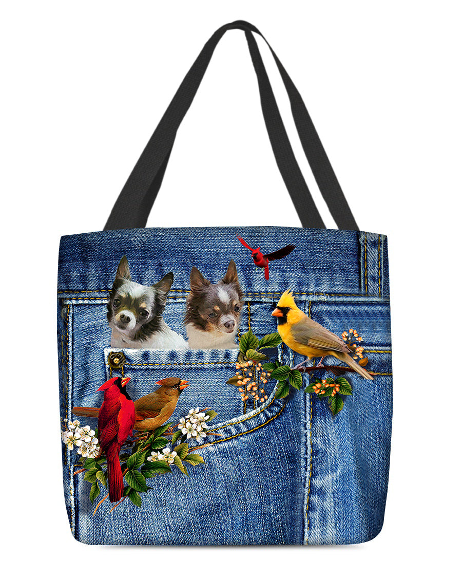 Chihuahua 2-Cardinal &amp; Dog Cloth Tote Bag