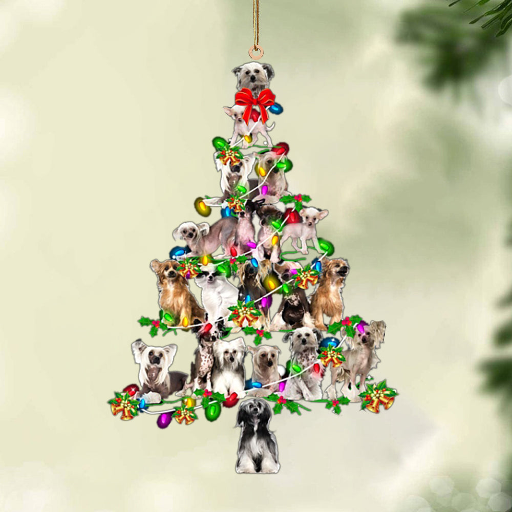 Chinese Crested Dog-Christmas Tree Lights-Two Sided Ornament