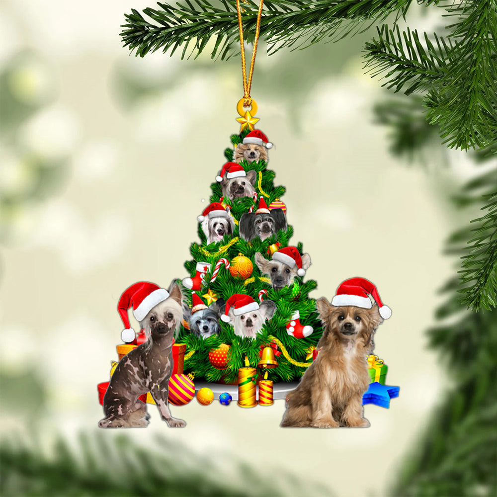 Chinese Crested Dog-Xmas Tree&amp;Dog-Two Sided Ornament