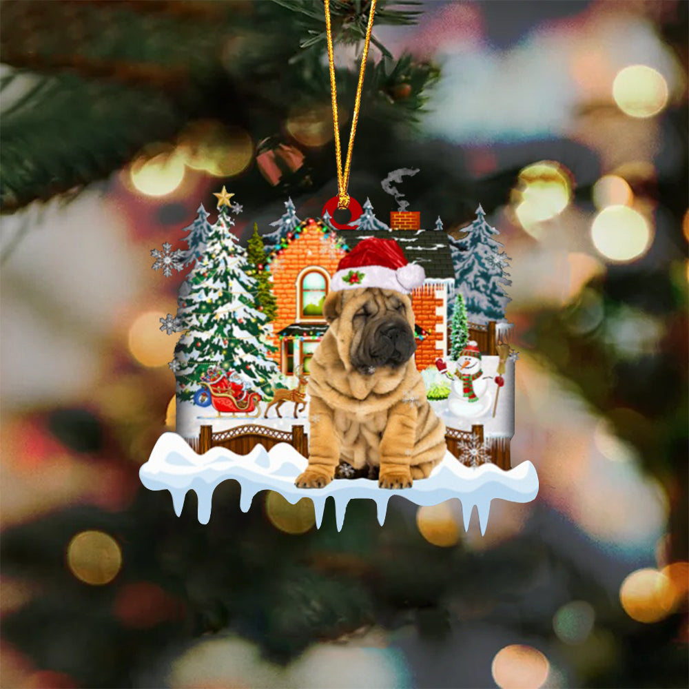 Chinese Shar Pe-Xmas House-Two Sided Ornament