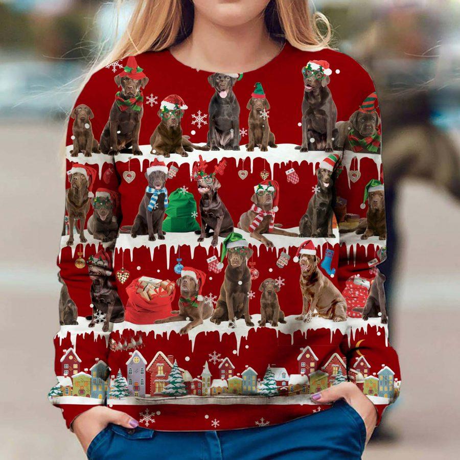 Chocolate Labrador Retriever - Snow Christmas - Premium Sweatshirt