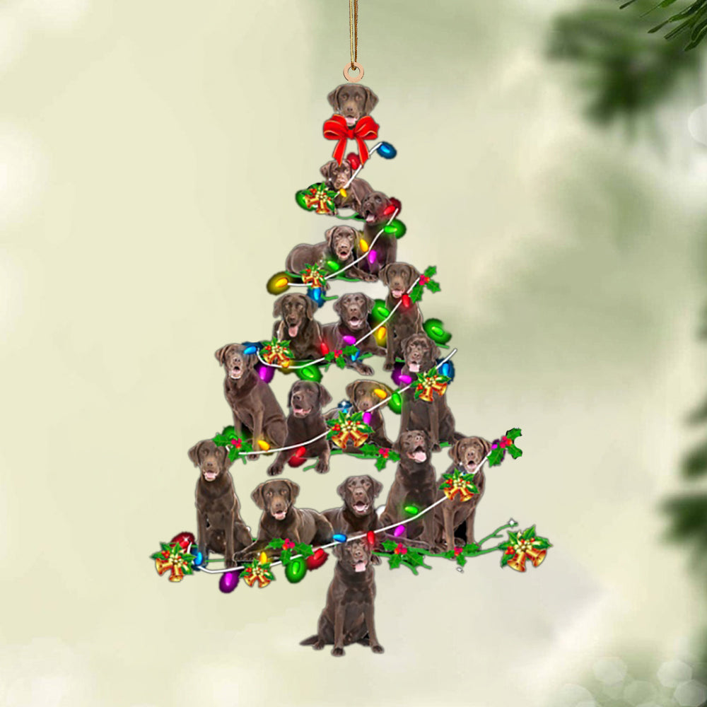 Chocolate Labrador Retriever-Christmas Tree Lights-Two Sided Ornament