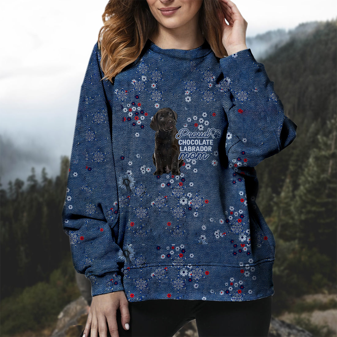 Chocolate Labrador (2)-Pround Mom-Premium Sweatshirt