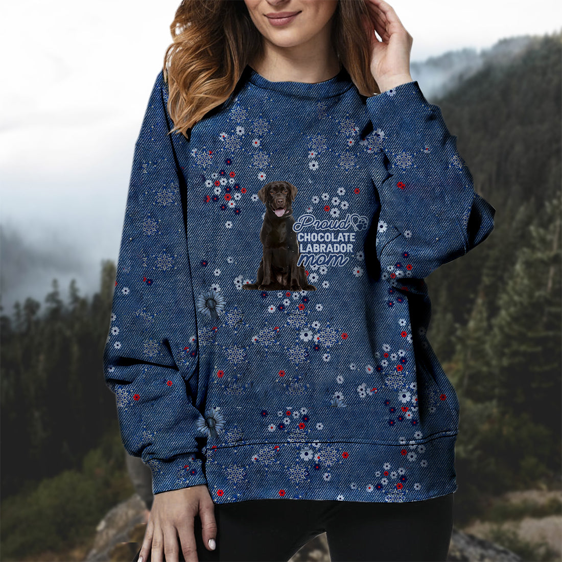 Chocolate Labrador (3)-Pround Mom-Premium Sweatshirt
