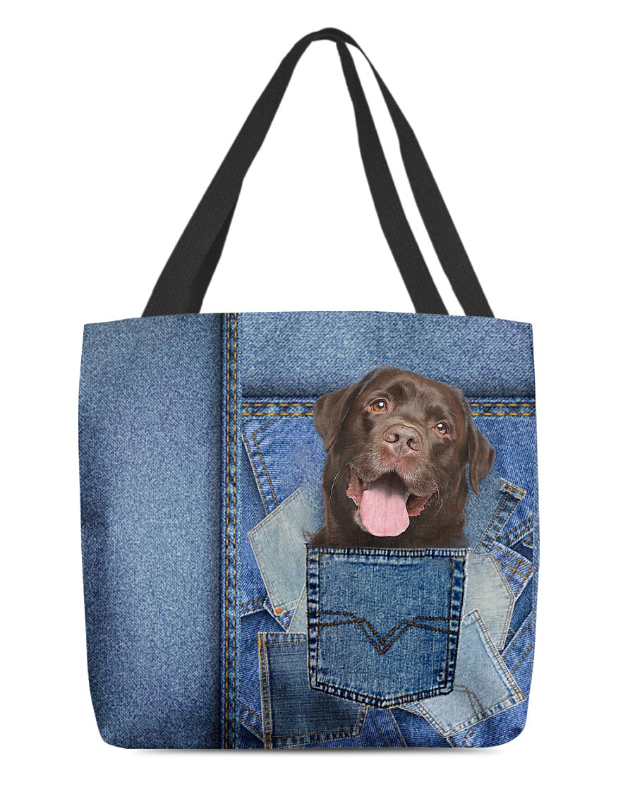 Chocolate labrador-in pocket2-Cloth Tote Bag