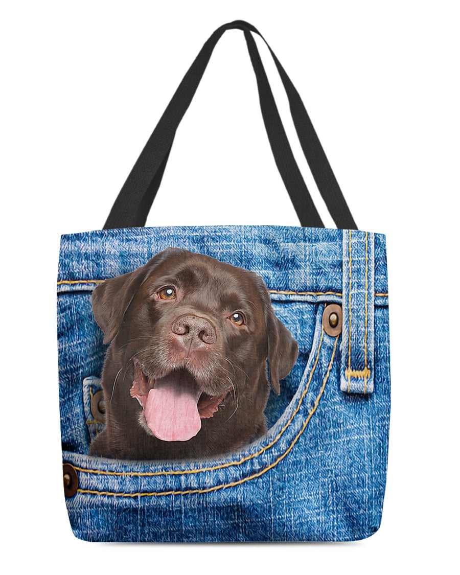 Chocolate labrador-in pocket-Cloth Tote Bag