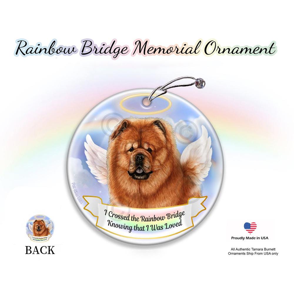 Rainbow Bridge Memorial-Chow Chow Red Porcelain Hanging Ornament
