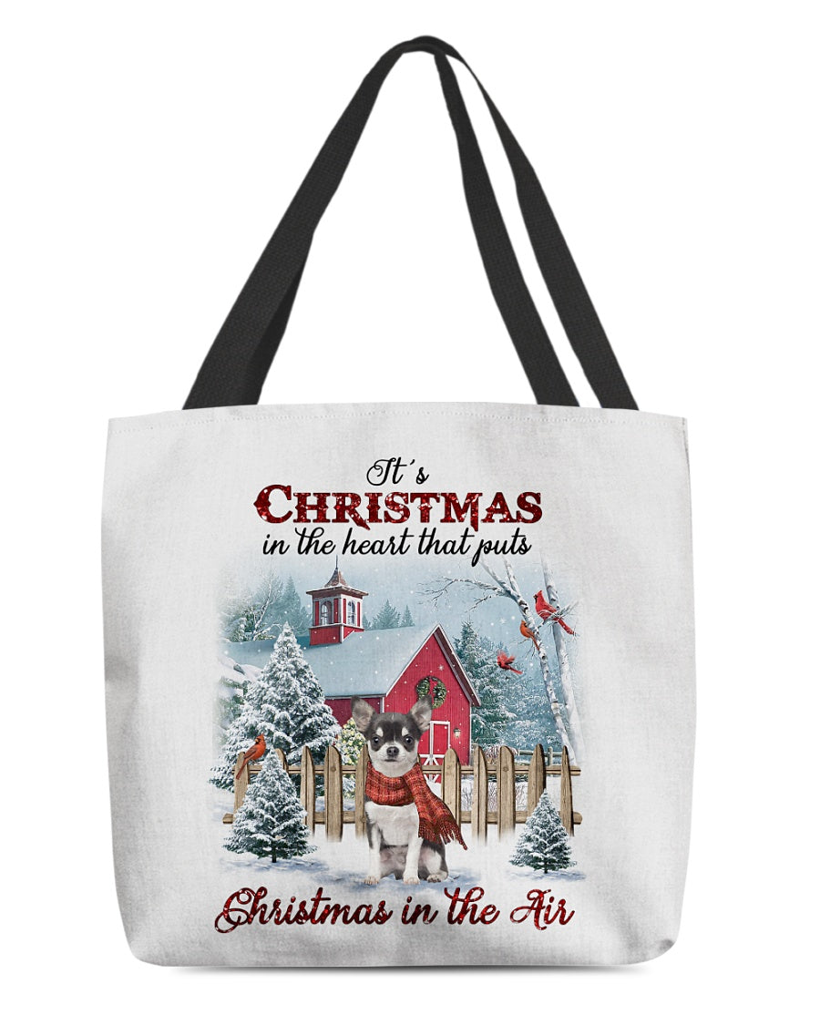 Christmas Air-BLACK Chihuahua-Cloth Tote Bag