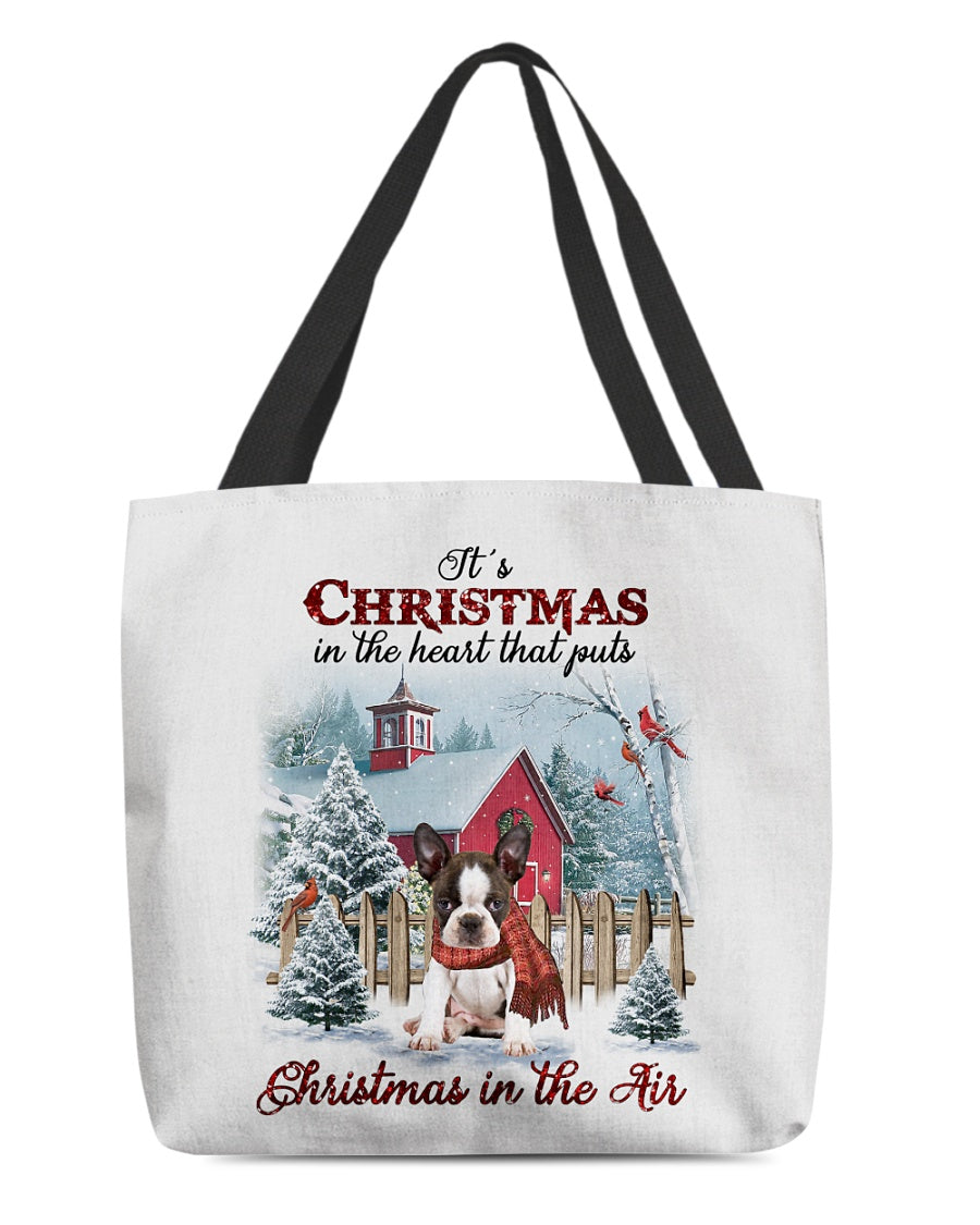 Christmas Air-BRINDLE Boston Terrier-Cloth Tote Bag
