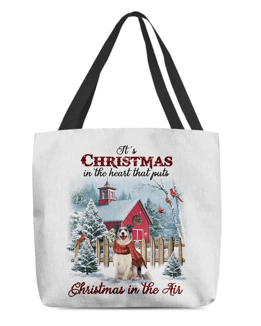 Christmas Air-Blue Merle Collie-Cloth Tote Bag