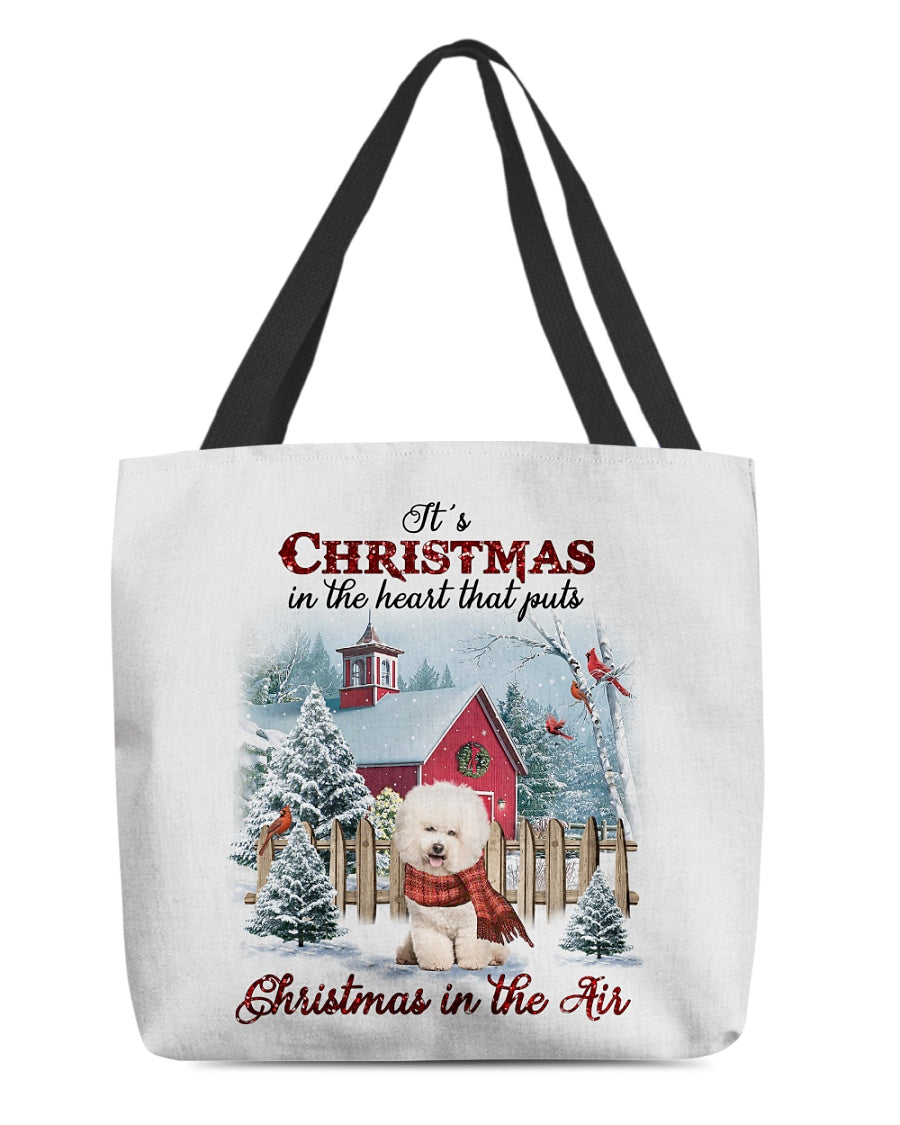Christmas Air-CREAM Bichon Frise-Cloth Tote Bag