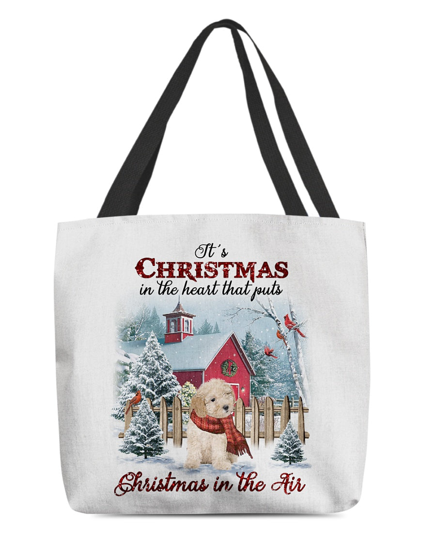 Christmas Air-CREAM Toy Poodle-Cloth Tote Bag