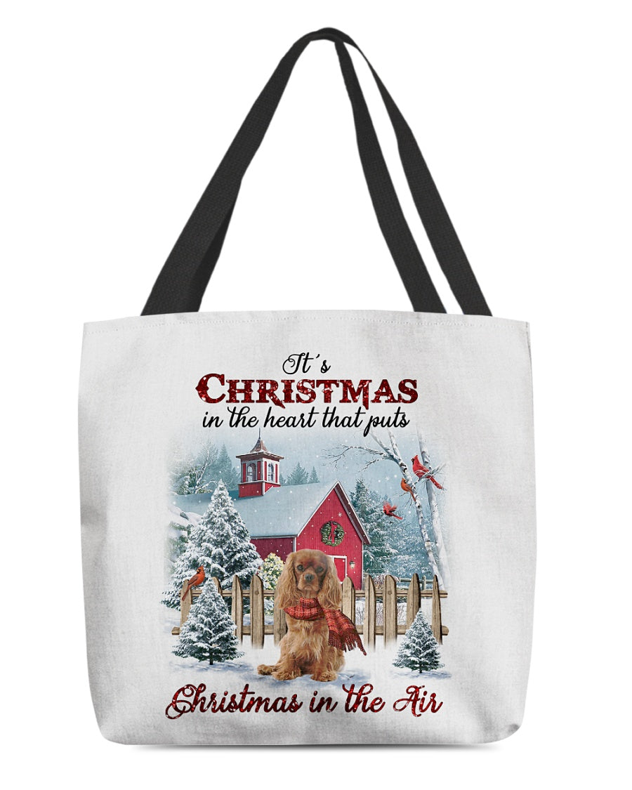 Christmas Air-Cavalier King Charles Spaniel 4-Cloth Tote Bag