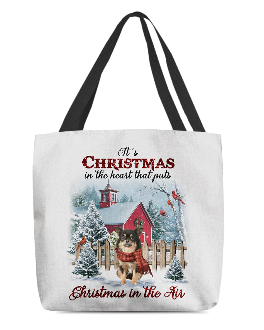 Christmas Air-Chihuahua Long Haired-Cloth Tote Bag