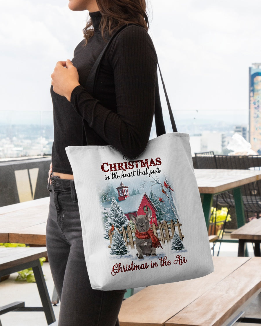Christmas Air-Grey French Bulldog-Cloth Tote Bag