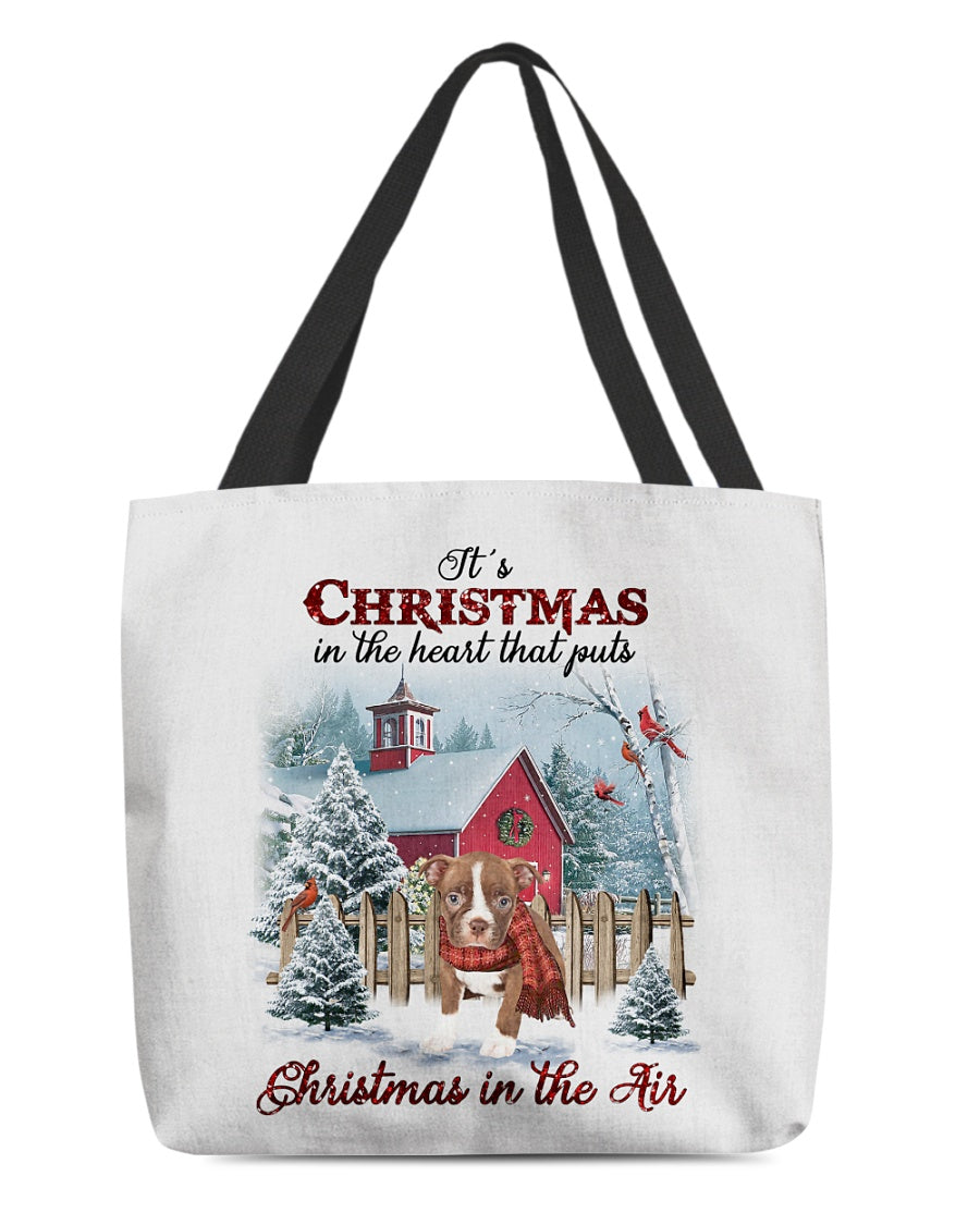 Christmas Air-RED Boston Terrier-Cloth Tote Bag