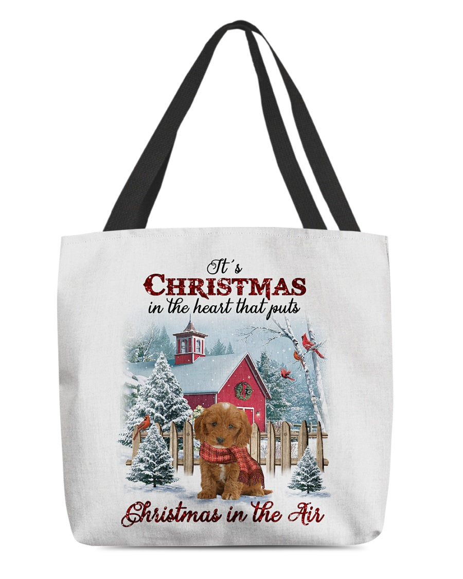Christmas Air-RED Cockapoo-Cloth Tote Bag