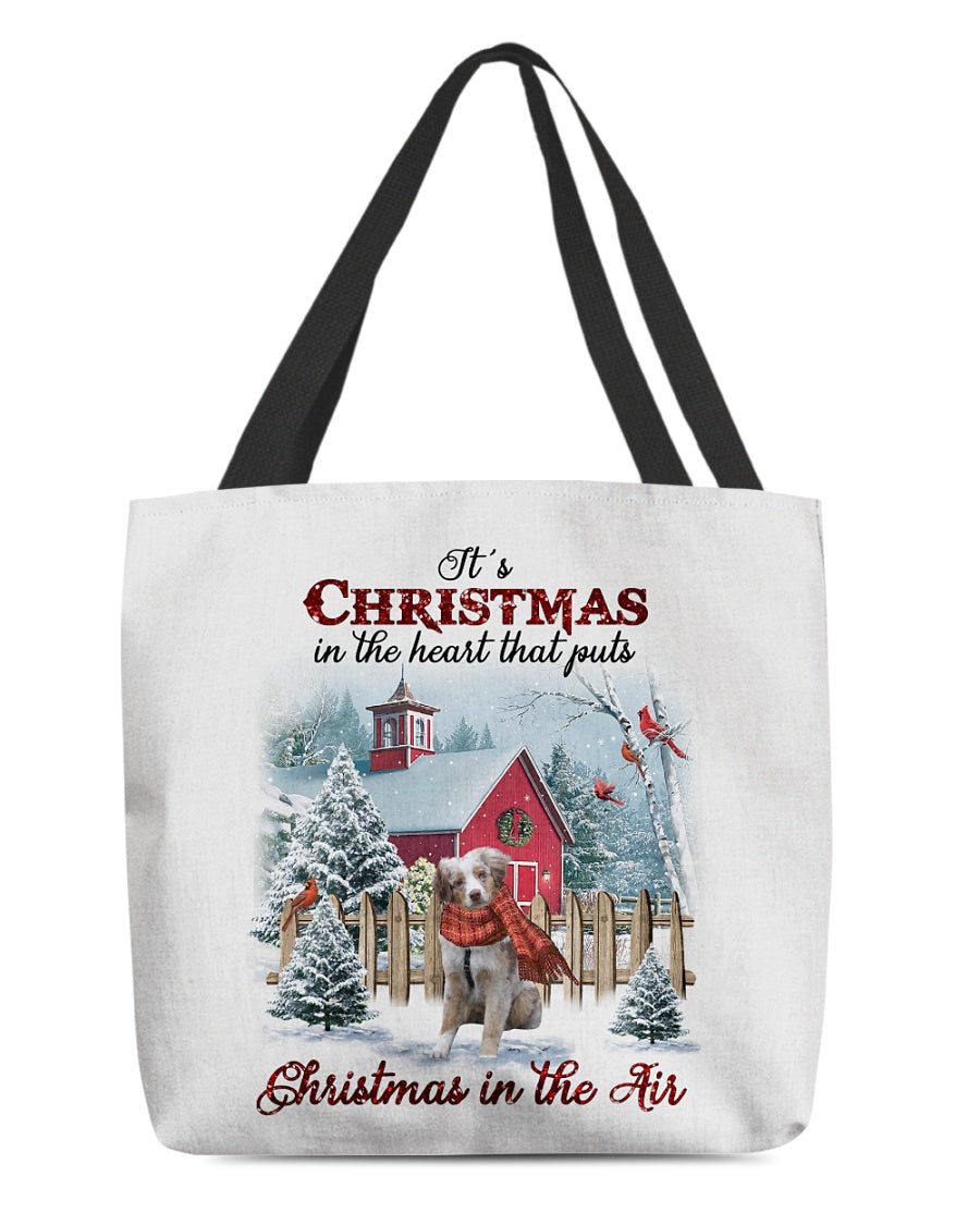 Christmas Air-RED MERLE Australian Shepherd-Cloth Tote Bag