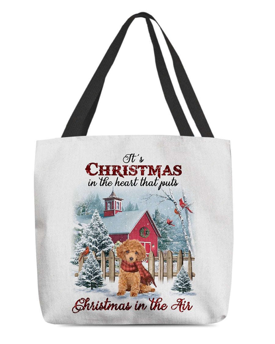 Christmas Air-RED Toy Poodle-Cloth Tote Bag