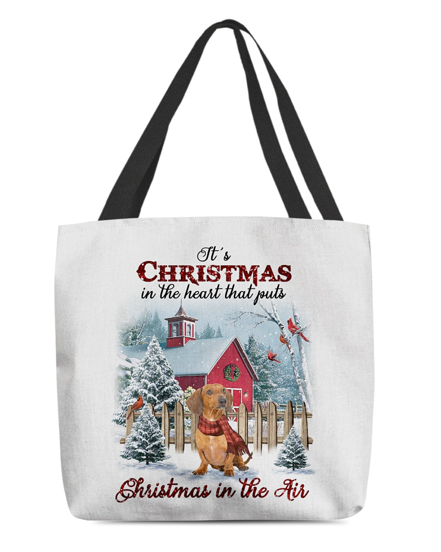 Christmas Air-Red Dachshund-Cloth Tote Bag
