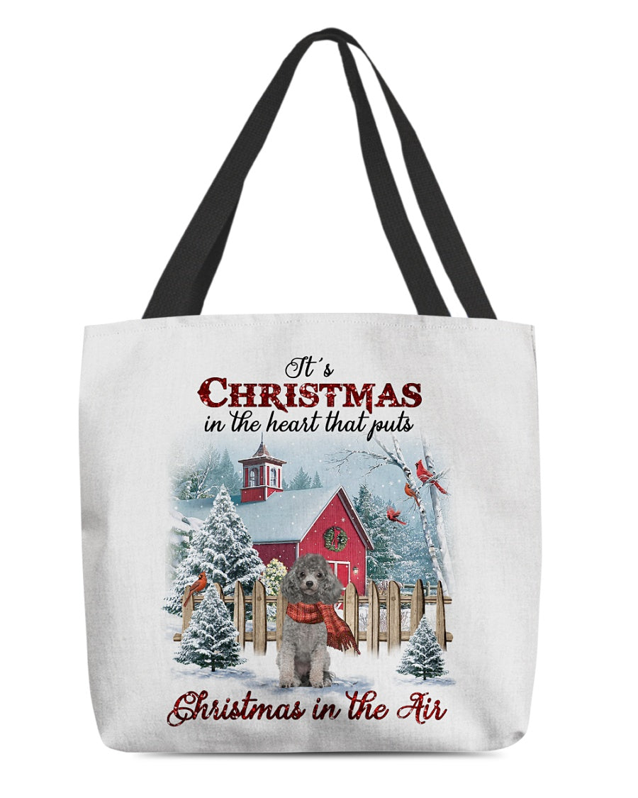 Christmas Air-SILVER Miniature Poodle-Cloth Tote Bag