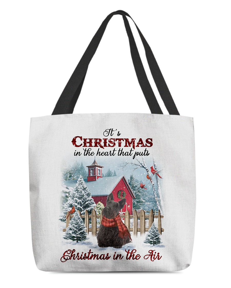 Christmas Air-Scottish Terrier-Cloth Tote Bag