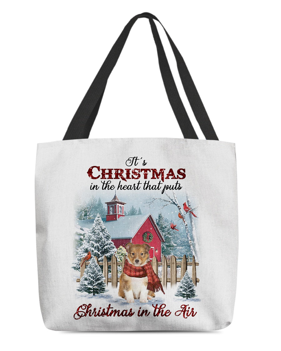 Christmas Air-Shetland Sheepdog 2-Cloth Tote Bag