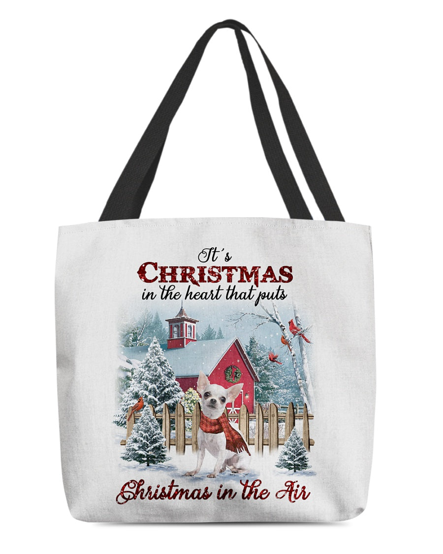 Christmas Air-WHITE Chihuahua-Cloth Tote Bag