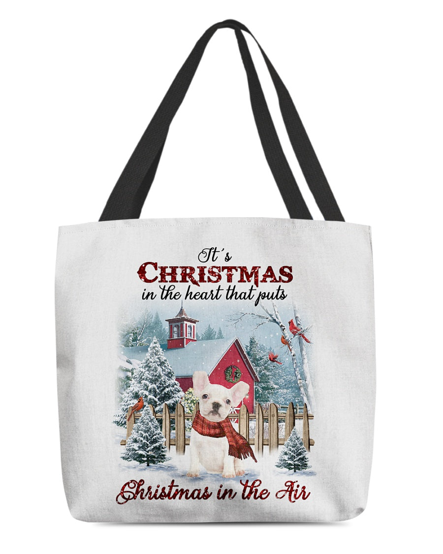 Christmas Air-WHITE French Bulldog-Cloth Tote Bag