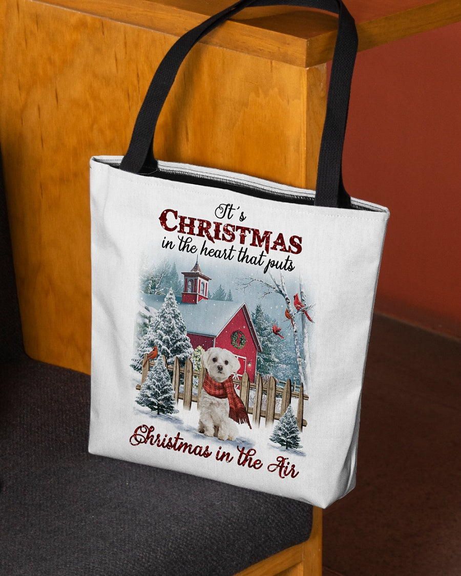 Christmas Air-WHITE Maltese-Cloth Tote Bag