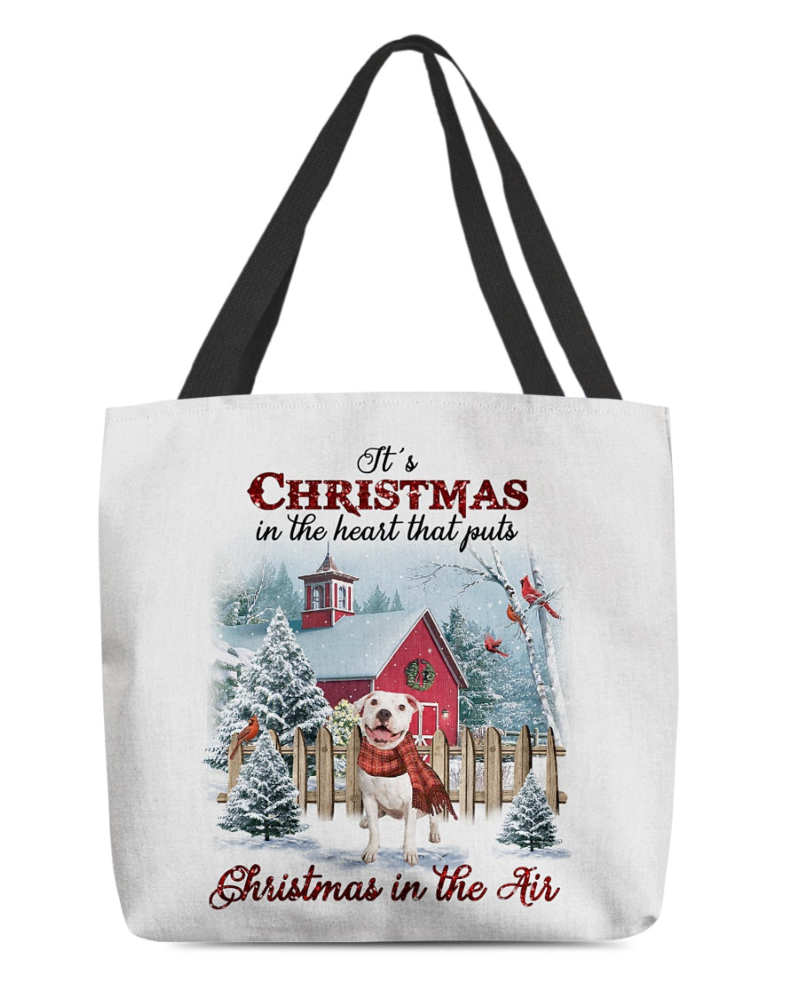 Christmas Air-WHITE Pitbull-Cloth Tote Bag